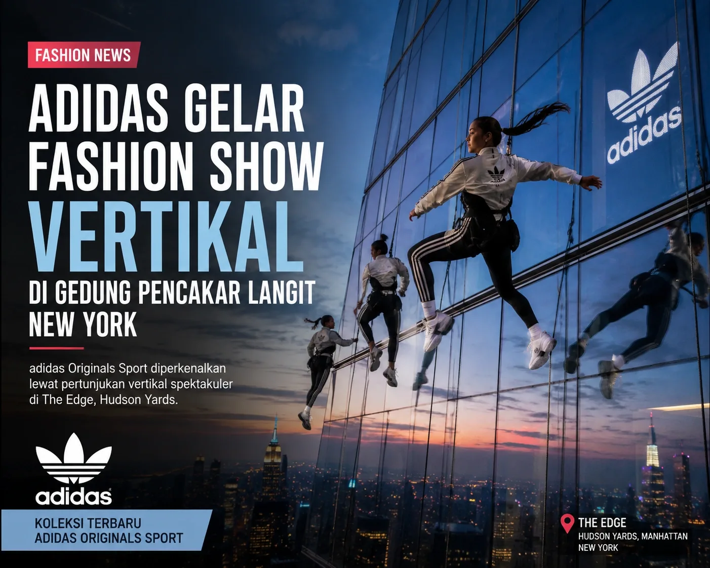 adidas Gelar Fashion Show Vertikal di Gedung Pencakar Langit New York