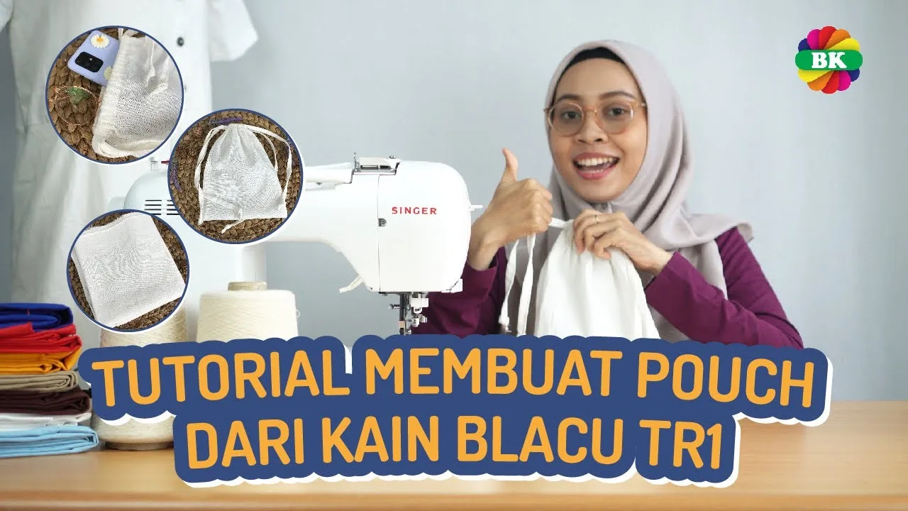 Tutorial Membuat Pouch Serut Dari Kain Blacu